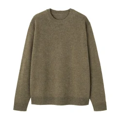 Outlet Muji Jersey de lana de punto medio con cuello redondo para hombre