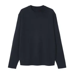 Outlet Muji Jersey de lana de punto medio con cuello redondo para hombre