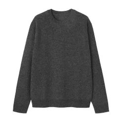 Outlet Muji Jersey de lana de punto medio con cuello redondo para hombre