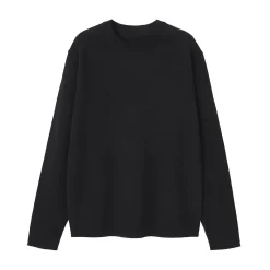 Outlet Muji Jersey de lana de punto medio con cuello redondo para hombre