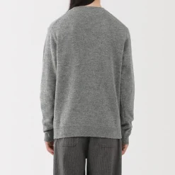 Outlet Muji Jersey de lana de punto medio con cuello redondo para hombre