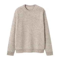 Outlet Muji Jersey de lana de punto medio con cuello redondo para hombre