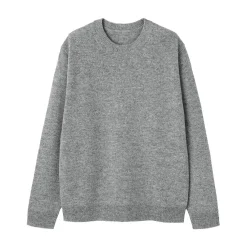 Outlet Muji Jersey de lana de punto medio con cuello redondo para hombre