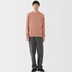 Outlet Muji Jersey de lana de punto medio con cuello redondo para hombre