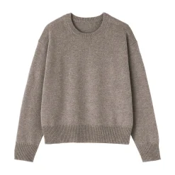 Online Muji Jersey de lana de punto medio con cuello redondo para mujer