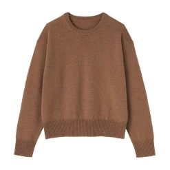 Online Muji Jersey de lana de punto medio con cuello redondo para mujer