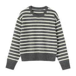 Online Muji Jersey de lana de punto medio con cuello redondo para mujer