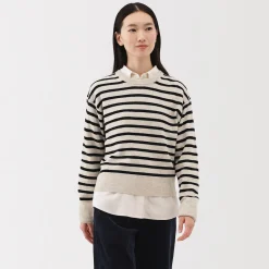 Online Muji Jersey de lana de punto medio con cuello redondo para mujer