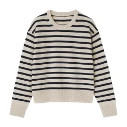 Online Muji Jersey de lana de punto medio con cuello redondo para mujer