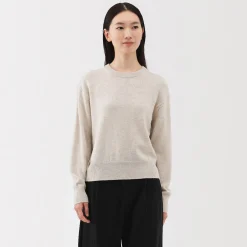 Online Muji Jersey de lana de punto medio con cuello redondo para mujer