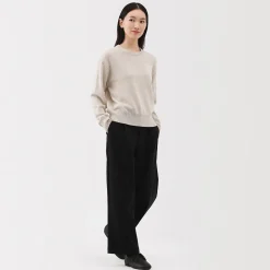 Online Muji Jersey de lana de punto medio con cuello redondo para mujer
