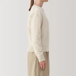 Online Muji Jersey de lana de punto medio con cuello redondo para mujer