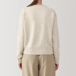 Online Muji Jersey de lana de punto medio con cuello redondo para mujer