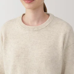 Online Muji Jersey de lana de punto medio con cuello redondo para mujer