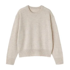 Online Muji Jersey de lana de punto medio con cuello redondo para mujer