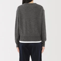 Online Muji Jersey de lana de punto medio con cuello redondo para mujer