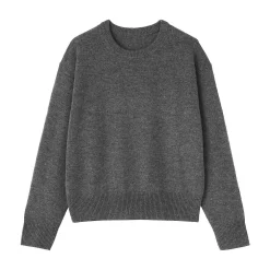Online Muji Jersey de lana de punto medio con cuello redondo para mujer