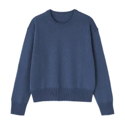Online Muji Jersey de lana de punto medio con cuello redondo para mujer