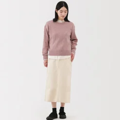 Online Muji Jersey de lana de punto medio con cuello redondo para mujer
