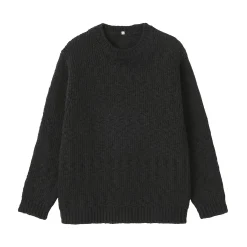 Outlet Muji Jersey de lana merina, punto grueso y cuello redondo para hombre