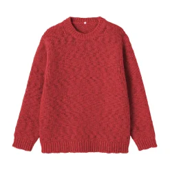 Outlet Muji Jersey de lana merina, punto grueso y cuello redondo para hombre