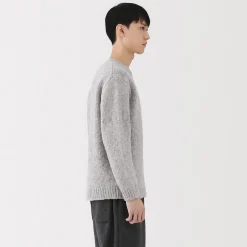 Outlet Muji Jersey de lana merina, punto grueso y cuello redondo para hombre