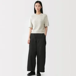 Discount Muji Jersey de media manga en textura bouclé de mezcla de algodón para mujer