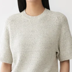 Discount Muji Jersey de media manga en textura bouclé de mezcla de algodón para mujer