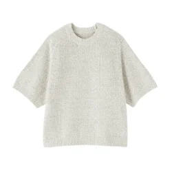 Discount Muji Jersey de media manga en textura bouclé de mezcla de algodón para mujer