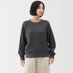 Online Muji Jersey de punto con cuello redondo de algodón orgánico para mujer