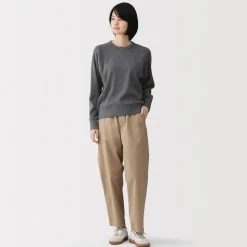 Online Muji Jersey de punto con cuello redondo de algodón orgánico para mujer