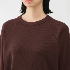Online Muji Jersey de punto con cuello redondo de algodón orgánico para mujer