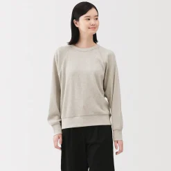 Online Muji Jersey de punto con cuello redondo de algodón orgánico para mujer
