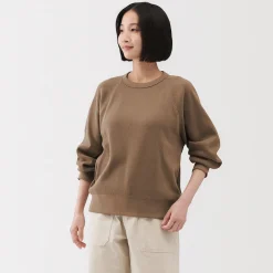 Online Muji Jersey de punto con cuello redondo de algodón orgánico para mujer
