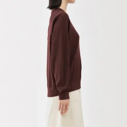 Online Muji Jersey de punto con cuello redondo de algodón orgánico para mujer