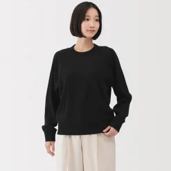 Online Muji Jersey de punto con cuello redondo de algodón orgánico para mujer