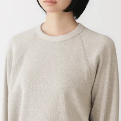 Online Muji Jersey de punto con cuello redondo de algodón orgánico para mujer