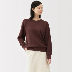 Online Muji Jersey de punto con cuello redondo de algodón orgánico para mujer
