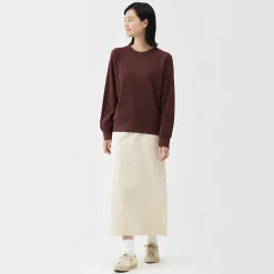 Online Muji Jersey de punto con cuello redondo de algodón orgánico para mujer