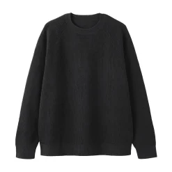 New Muji Jersey de punto con cuello redondo y tejido waffle en mezcla de algodón para hombre