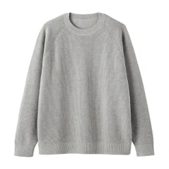 New Muji Jersey de punto con cuello redondo y tejido waffle en mezcla de algodón para hombre