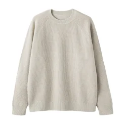 New Muji Jersey de punto con cuello redondo y tejido waffle en mezcla de algodón para hombre