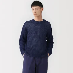 Discount Muji Jersey de punto grueso de algodón orgánico con trenzado para hombre