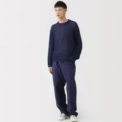Discount Muji Jersey de punto grueso de algodón orgánico con trenzado para hombre