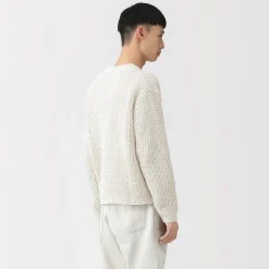 Discount Muji Jersey de punto grueso de algodón orgánico con trenzado para hombre