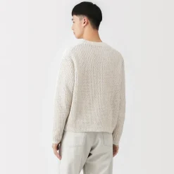 Discount Muji Jersey de punto grueso de algodón orgánico con trenzado para hombre