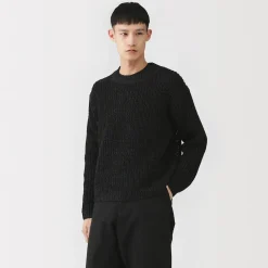 Discount Muji Jersey de punto grueso de algodón orgánico con trenzado para hombre