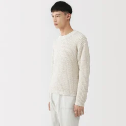 Discount Muji Jersey de punto grueso de algodón orgánico con trenzado para hombre