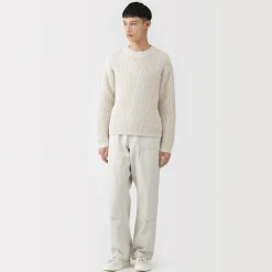 Discount Muji Jersey de punto grueso de algodón orgánico con trenzado para hombre