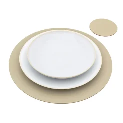 New Muji Juego de 4 posavasos de cuero reciclado, Gris Ceniza